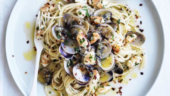 Match made in heaven: pasta and seafood.