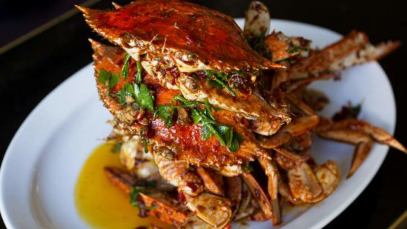 Stir-fried blue swimmer crab with homemade chilli sauce.