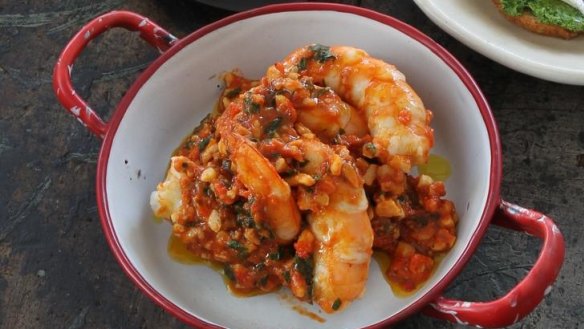 Prawns and romesco sauce