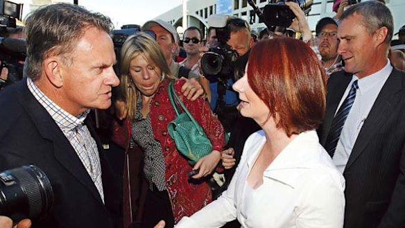 Remember me? ... Mark Latham confronts Julia Gillard.