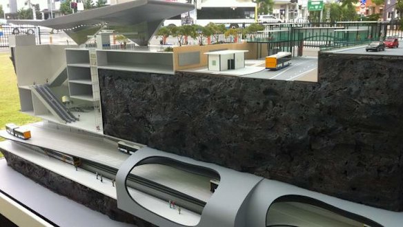 A model of Brisbane's planned Bus and Train, or BaT, tunnel.
