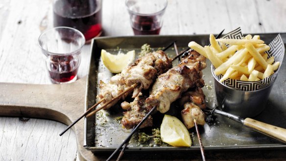 Skewers and fries at Zeus Street Greek.