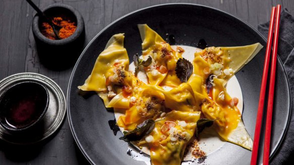 Prawn wontons with Sichuan salt make the most of leftovers.