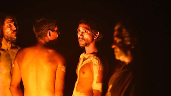 Phil Roe and members of the Goolarabooloo Community perform a corroboree.