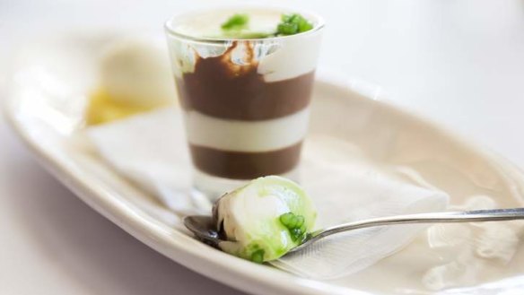 Irresistible: Coconut and chocolate panna cotta.