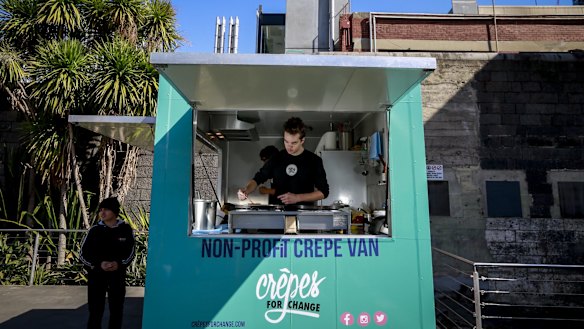 Arts/law student Daniel Poole has founded Crepes for Change, Australia's first not-for-profit food truck. 