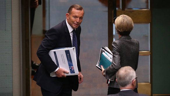Prime Minister Tony Abbott departs question time  on Tuesday.