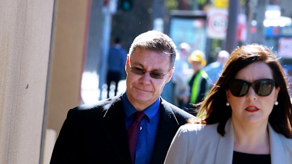 Michael Atkins arrives at the Coroner's Court last October for the inquest into the death of Matthew Leveson.