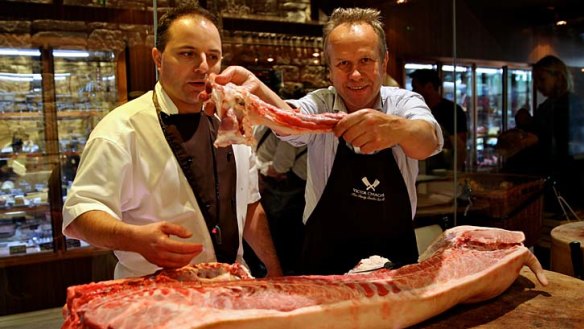 Bare bones: Tim Barlass learns the basics of the butcher's art at Victor Churchill in Woollahra.