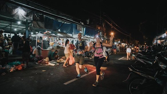 Michelle and Wayne run through Bali in the early, early morning.