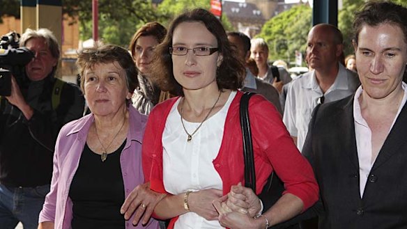 Robecca Gilham arrives at the court with other supporters.