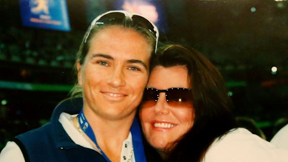 Helen and partner Belinda Davies at the Australian Open.