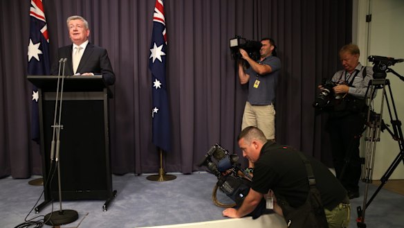 Communications Minister Mitch Fifield announced the media ownership shake-up at Parliament House in Canberra on Tuesday.