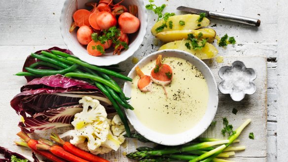 Adam Liaw's crudites with bagna cauda dip 