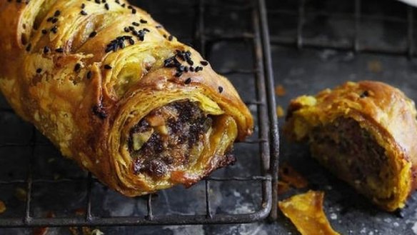 An update on a game-day favourite: Lamb and pistachio sausage rolls.