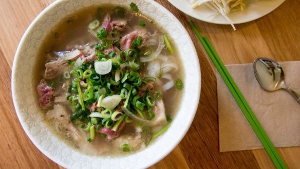 Rare beef and brisket pho made with a 12-hour broth.