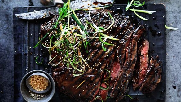 Use skirt steak or rump for this simple barbecue dinner.