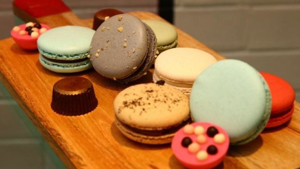 An assortment of MakMak macarons, which include Coke spider, salted caramel and peanut butter and Belgian milk choc flavours.