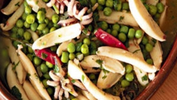 Braised cuttlefish with peas