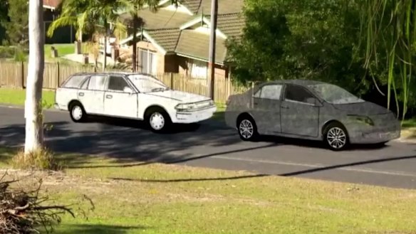 An artist's impression of two cars seen in Kendall on the morning William Tyrrell disappeared. 
