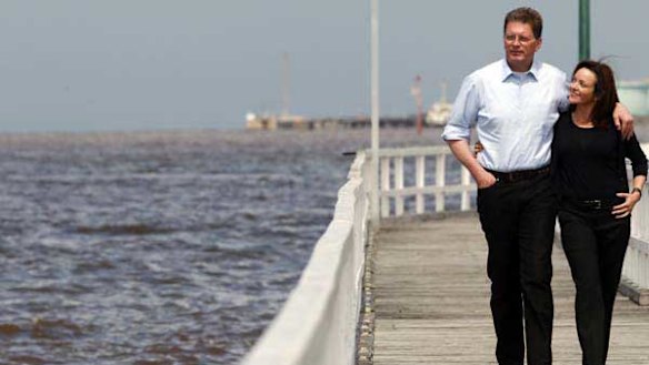 Ted Baillieu and his wife Robyn at Port Melbourne.