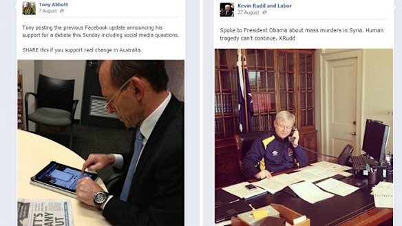 Tony Abbott and Kevin Rudd appeal to their constituents via Facebook.