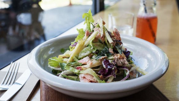 The smoked trout salad with kipfler potatos and pink lady apples.