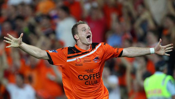 Besart Berisha celebrates his winning goal.