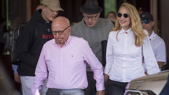 Rupert Murdoch and Jerry Hall arrive for the Allen & Co Media and Technology Conference in Idaho on July 10.