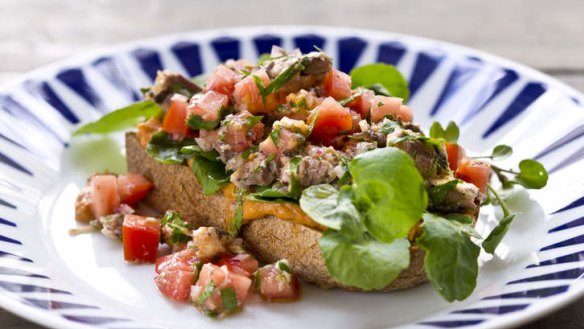 Tasty light supper ... sardines on sourdough.