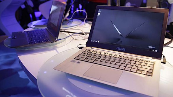 Ultrabooks at the 2012 CES tradeshow . . . great if you can stop running your hands across the cool, polished metal.