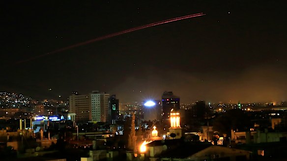 Skies erupt with anti-aircraft fire over Damascus as the US launches an attack on Syria.