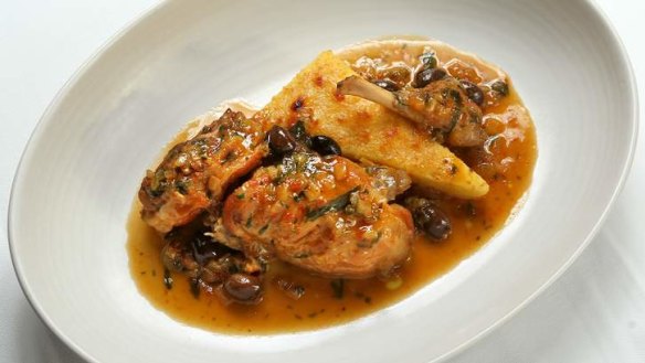 Centonove's braised rabbit with semolina gnocchi.