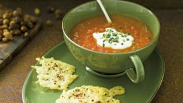 Bush tomato soup with parmesan crisps