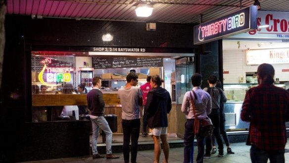 Customers queue for their chicken fix at Thirsty Bird in Potts Point.