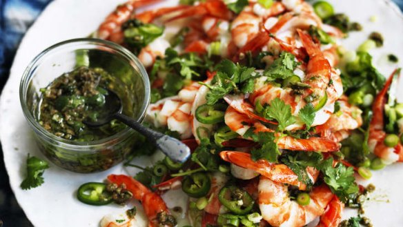 A plate of tingling prawns can be part an Asian-themed feast.