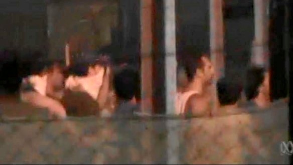 The riots on Manus Island on Sunday.