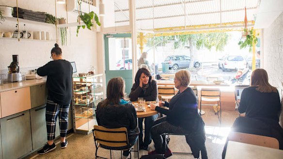 The light and airy interior of Walk Don't Run.