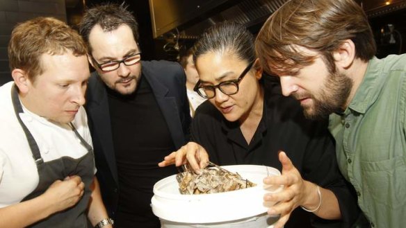 Titans of taste: (From left) Ben Greeno, Martin Benn and Kylie Kwong with Rene Redzepi, who will cook at the Great Australian Dinner.