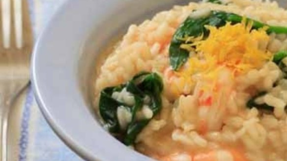 Spinach and prawn risotto