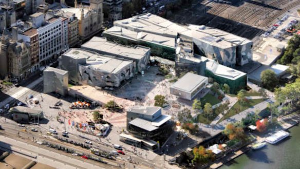 An aerial view of the new design for the Apple store in Federation Square.