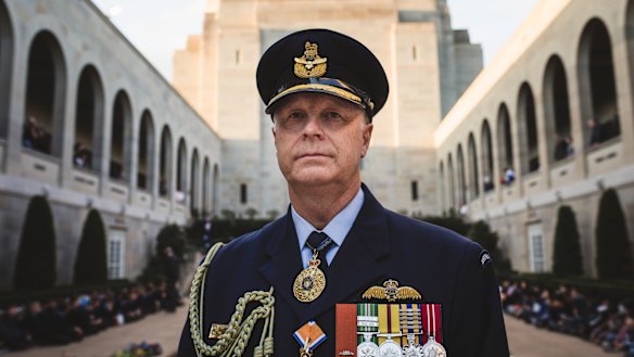 The outgoing chief of the Australian Defence Force, Air Chief Marshal Mark Binskin, at the Australian War Memorial on Thursday.