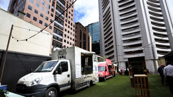 The Food Truck Park pop-up site in Collins Street.