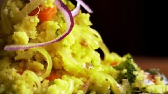Golden couscous with lemony mustard dressing