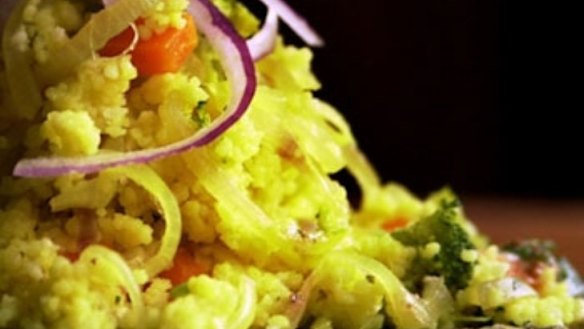 Golden couscous with lemony mustard dressing