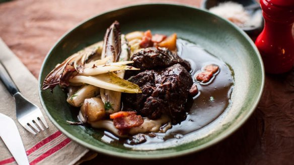 Slow-cooked beef cheeks.