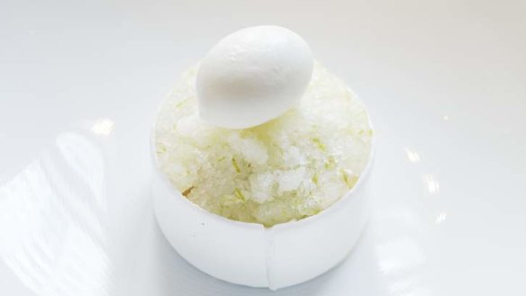 Ice princess: Meringue, pandan custard, coconut parfait, lime granita and jasmine rice ice-cream.
