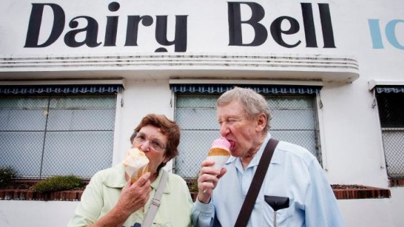 Cold comfort: Lorraine and Graham Browne eat one last Dairy Bell ice cream.