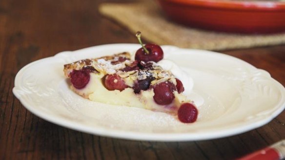 Yum: A slice of perfect cherry clafoutis.