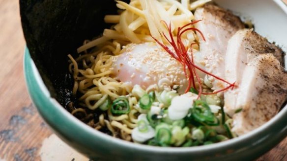 Ramen with roasted pork belly, toasted nori and 63-degree egg at Tokyo Tina, Windsor.